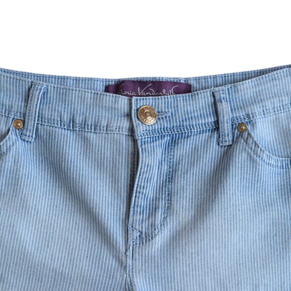 Vintage Gloria Vanderbilt Denim Shorts, Size 6P, Vertical Striped Design - Picture 2 of 6